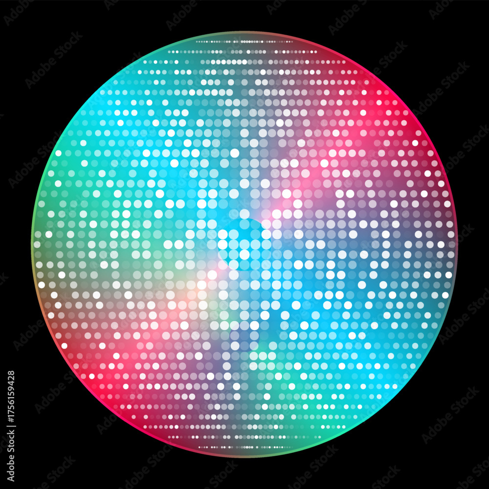 Canvas Prints colorful glowing sphere with tech halftones dots abstract minimal background. geometric futuristic v