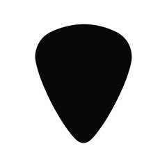 Black guitar pick on a white background, simple musical illustration