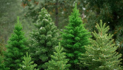 Close-up of evergreen foliage with isolated nature background