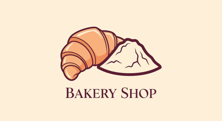 Logo features a croissant and a pile of flour, bakery text below