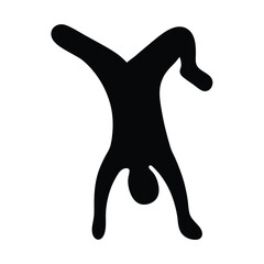Black Silhouette of a Figure Performing a Handstand with Legs Bent