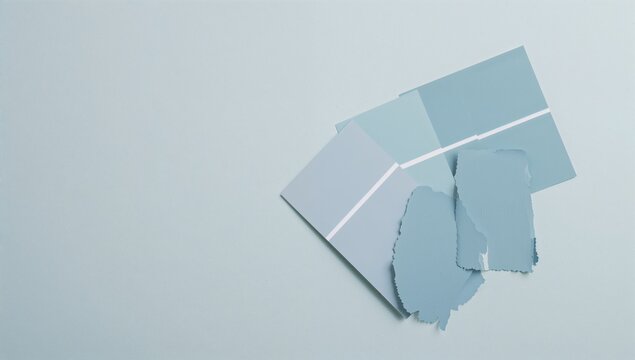 Color swatches in grey, green, and blue on a bare plaster wall for selecting paint hues during interior remodeling - Powered by Adobe