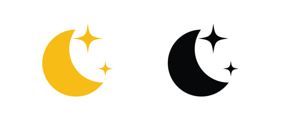 moon icon set, moon with star icons.