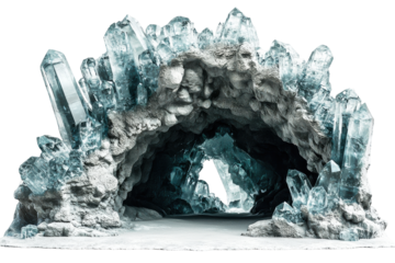 Crystal Cave With Pristine Ice Formations. Natural Beauty And Geological Wonder. Isolated On Transparent Background