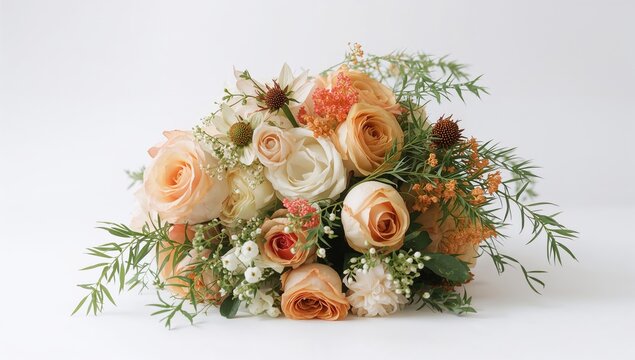 Collection of vibrant blossoms set against a plain white background