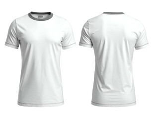 Naklejka premium Front and back view of a white crew neck shirt with gray collar and sleeves