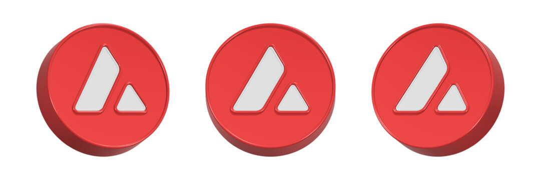 avalance avax set coin icon logo cryptocurrency 3d rendering