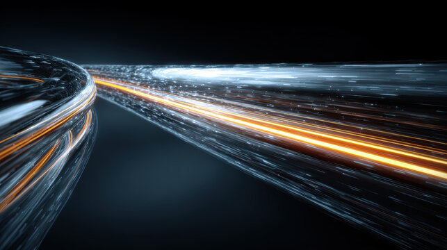 Glowing tubes data flow fiber optic light trail high speed technology network motion digital abstract. Glowing tubes carry data flow fiber optic - Powered by Adobe