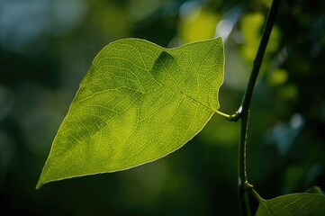 Climbing ivy branch highlighting the foremost leaf