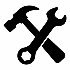 Hammer and wrench crossed vector image symbol of repair tools and industry