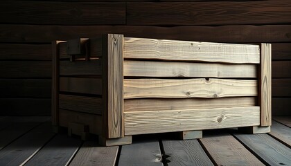 Massive, weathered wooden crate, aged planks, rustic texture,  shipping,  container