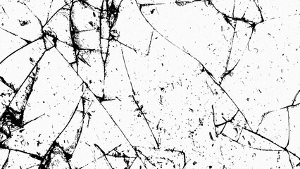 Cracked glass on transparent background. Broken pattern texture,  abstract of cracked. Break windshield glass vector illustration. Black isolated