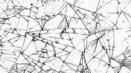 Cracked glass on transparent background. Broken pattern texture,  abstract of cracked. Break windshield glass vector illustration. Black isolated
