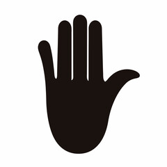 A Simple Black Silhouette of a Human Hand with Fingers Extended