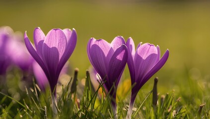 Fototapeta premium Springtime crocus flowers in close-up view