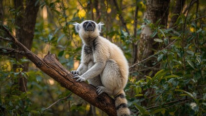 Obraz premium Endemic Lemur Species Known as Coquerel's Sifaka, Native to Madagascar's Wildlife