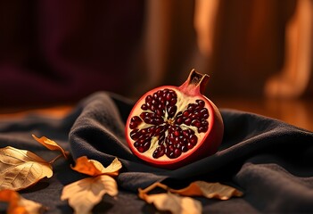 pomegranate on black background