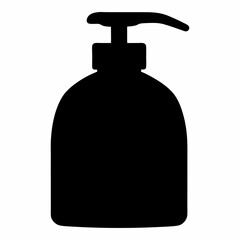 Black silhouette of soap dispenser for handwashing, cleanliness and hygiene routine