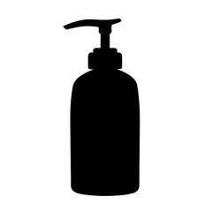 Black and white silhouette of a soap or lotion dispenser pump bottle