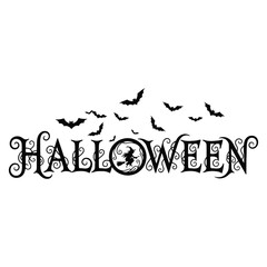 Spooky Halloween Text Design with Witch in O Letter