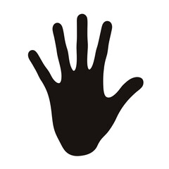 Obraz premium Black silhouette of a human hand with fingers against a white background