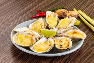 Gourmet baked oysters with cheese