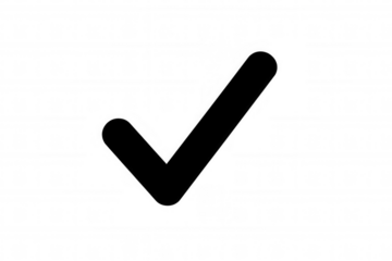 Black check mark icon symbolizing approval, agreement, truth, consent, and successful completion on a transparent background