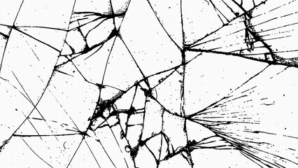 Obraz premium Cracked glass on transparent background. Broken pattern texture, abstract of cracked. Break windshield glass vector illustration. Black isolated