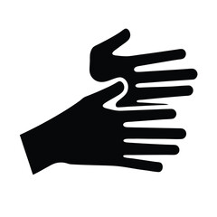 Two black hands intertwined expressing connection and support on a white background