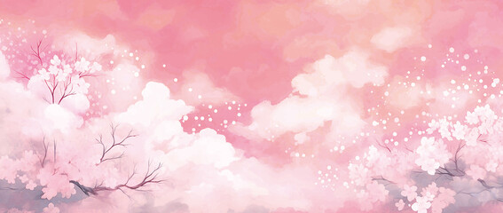 美しい和風の桜梅背景イラスト　AI生成画像