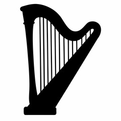 Elegant harp silhouette, a timeless symbol of classical music and beauty
