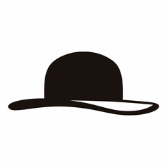 Simple black bowler hat icon isolated on white background graphic design