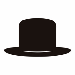 Elegant black silhouette illustration of a stylish gentleman's bowler hat