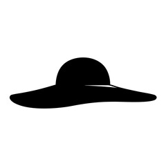 A Simple Black Silhouette of a Floppy Brim Summer Hat Isolated