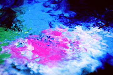 混ざり合ったカラフルな絵の具　画材　抽象的　背景　マーブル模様