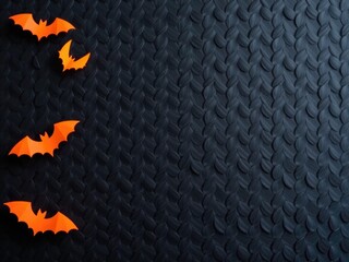 Black woven texture background with orange bats