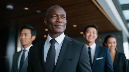 A diverse group of airport managers motivating baggage handlers through recognition and rewards, highlighting inclusivity, workplace culture, and employee engagement. three-quarter wide angle,