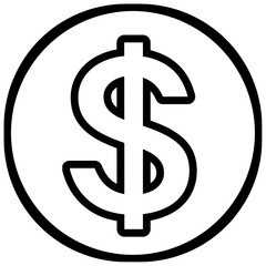Simple dollar coin illustration with only black and white