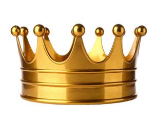 Highly detailed gold crown with intricate design, rendered against a transparent backdrop