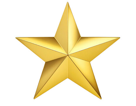 A detailed illustration of a five-pointed star with a vibrant gold metallic appearance