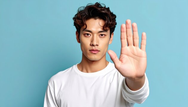 Man raising hand man shown raising hand overhead gesture suggests asking question seeking attention or voting