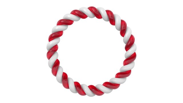 Frame from candy cane on white background. Isolated 3D illustration