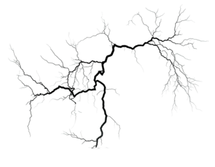 Abstract skeletal-like structure with branching lines against a black background