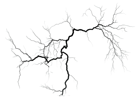 Abstract skeletal-like structure with branching lines against a black background