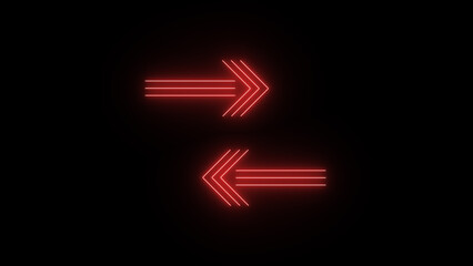 Neon glowing Left and Right Arrows illustration on black background.