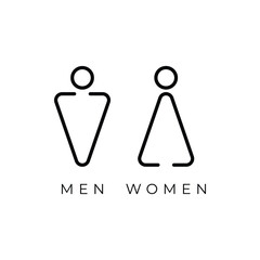 Minimalist symbolic logo of man and woman, perfect for toilet sign, gender icon, or universal male female representation in modern design.
