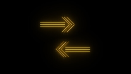 Neon glowing Left and Right Arrows illustration on black background.