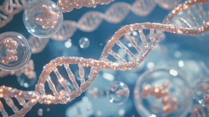 Genetic Code Evolution DNA Strand Animation Human Genome Structure Biology Research Science Visualization Medical - Powered by Adobe