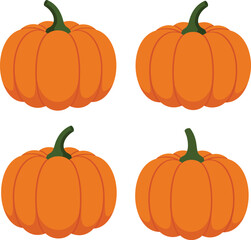 Four vibrant orange pumpkins arranged for autumn harvest and halloween celebrations festive food isolated on transparent background