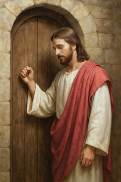 Jesus Knocking at the Door: Spiritual Christian Art of Faith and Invitation
